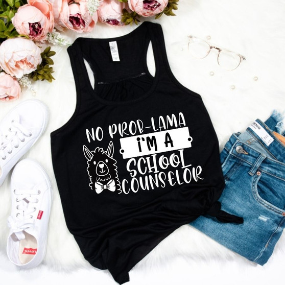 No Prob-Lama School Counselor Woman's Racerback Tank