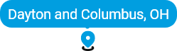 Map pins for Dayton and Columbus, Ohio