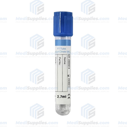 Vacuum Blood Collection Tube (Sodium Citrate 3.2%), 13 x 75mm, 2.7ml, Light Blue Top