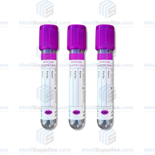 Vacuum Blood Collection Tube, 13 x 75mm, 4ml, Lavender Top