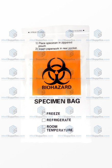 Specimen Transport Biohazard Bag, 6" x 9", 2 Pockets, Econo-Zip, CASE