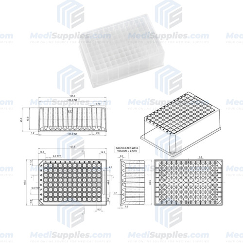 2.2 ml Deep Well Plates 96, U Conical V Bottom, Square Well