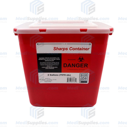 2 Gallon Biohazard Containers, Red