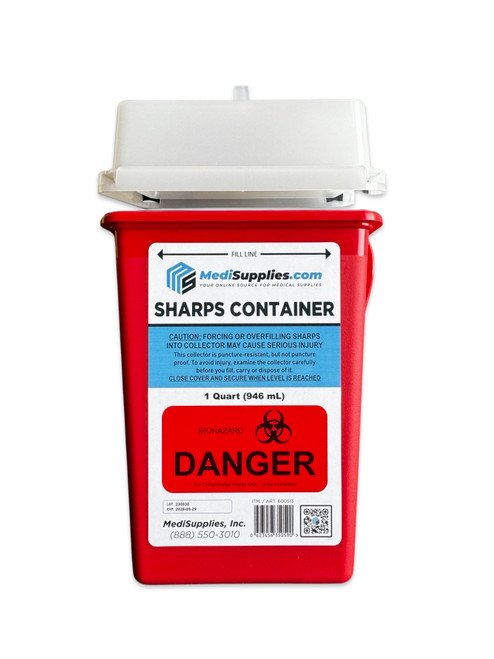1 Quart Biohazard Containers, Red