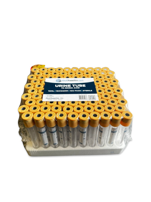 Vacuum urine tube, Yellow cap,Boric 1% Acid,16*100mm