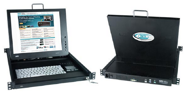 NTI rackmux-v17hr-n-4usbhdut 17 inch High Resolution VGA USB KVM Drawer with 4-Port High Density Switch & Additional Transparent USB Ports