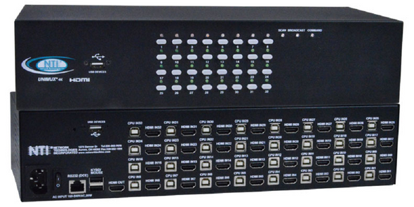 NTI unimux-hd4k-32 4K HDMI USB KVM Switch, 32-port