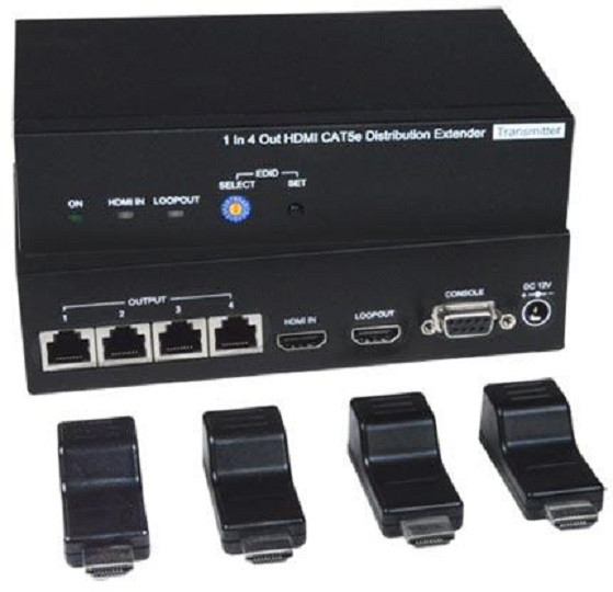 NTI vopex-c5hd-4lc Low-Cost HDMI Splitter/Extender via CAT5e/6: 4-Port