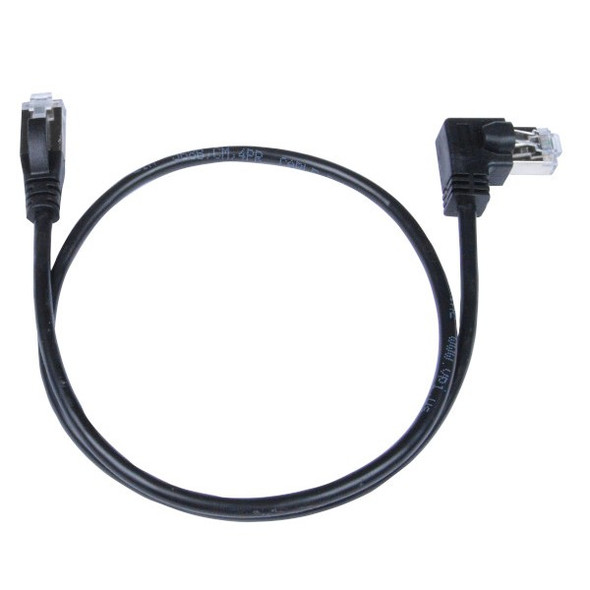 NTI cat6a-ras-thn-2-black-shld CAT6a Right Angle to Straight Thin Shielded Patch Cords, 2 Ft