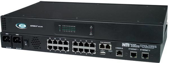 NTI SERIMUX-S-16 16-Port SSH Console Serial Switch with Environmental Monitoring & AC power