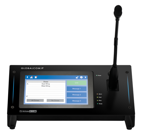 Atlas IPCSDTOUCH-G Touch Screen Digital Communication Station with Dante Message Channels with Gooseneck Microphone