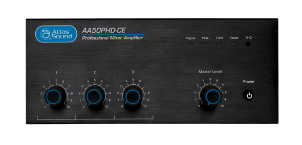 Atlas AA50PHD-CE CE Listed, 4-Input, 50-Watt Mixer Amplifier with Automatic System Test (PHD)