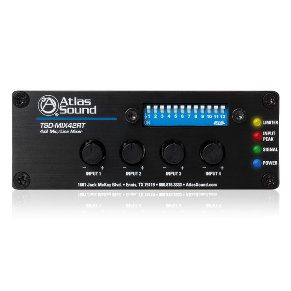 Atlas TSD-MIX42RT 4x2 Mic/Line Mixer with Priority Sense and Remote Control