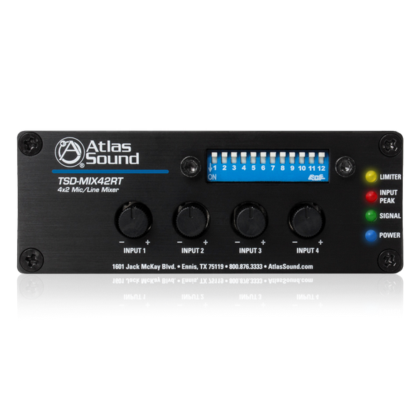 Atlas TSD-MIX42RT 4x2 Mic/Line Mixer with Priority Sense and Remote Control