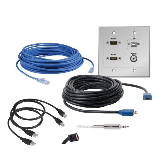 Liberty Cable EDU-2H-035 35ft Dual HDMI, Audio & USB Passive Wall Plate and Connectivity Kit