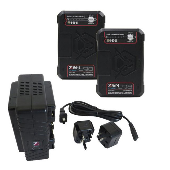IDX ZC-2C98G Dual-Channel Li-Ion Battery Charger and 2 x ZEN-C98G Battery Kit