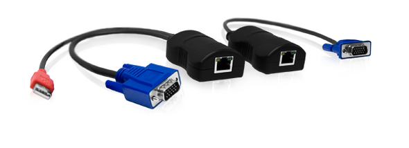 Adder ALPV150 Line powered VGA extender to 150 meters. USB powered at transmitter, no power supplies or additional cables needed.