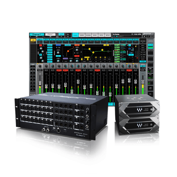 Waves CMBLVEXDSP32R1 eMotion LV1 + Extreme-C Server + 32-Preamp Stagebox + Axis Scope