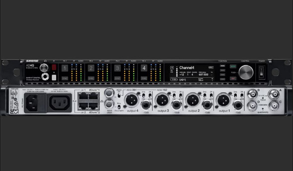Shure AD4QUS-C Axient Quad-Channel Receiver with US Power Supply and Accessories