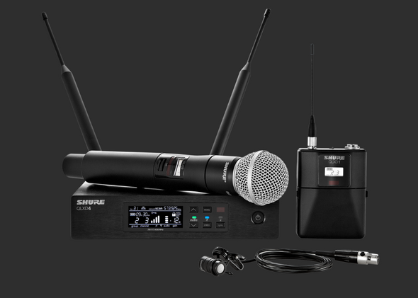 Shure QLXD124/85-X52 QLX-D Series Single-Channel Digital Wireless Microphone System with WL185 Lavalier and SM58 Handheld Combo X52 (902 MHz 928 MHz)