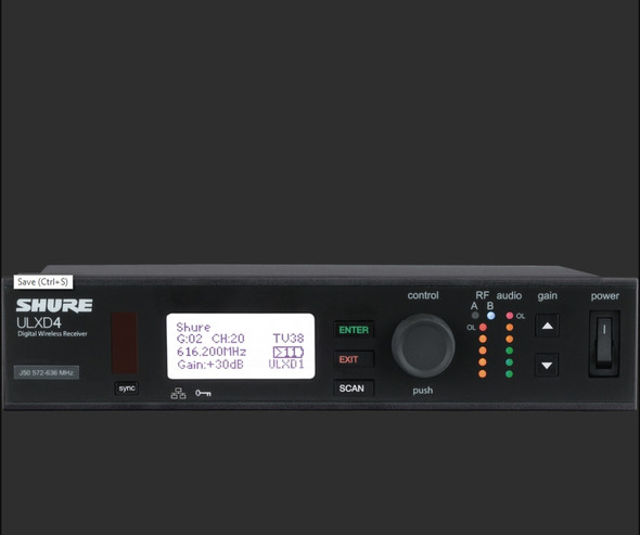 Shure ULXD4-J50A ULX-D Series Digital Wireless Microphone Receiver J50A (572-608 MHz + 614-616 MHz)