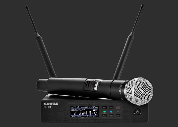 Shure QLXD24/SM58-J50A QLX-D Series Single-Channel Digital Wireless Microphone System with SM58 Handheld J50A (572-608 MHz + 614-616 MHz)