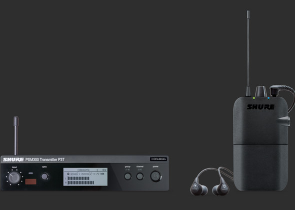 Shure P3TR112GR-H20 PSM 300 Wireless In-Ear Monitor System with P3R Bodypack Receiver and SE112-GR Earphones H20 518-542 MHz