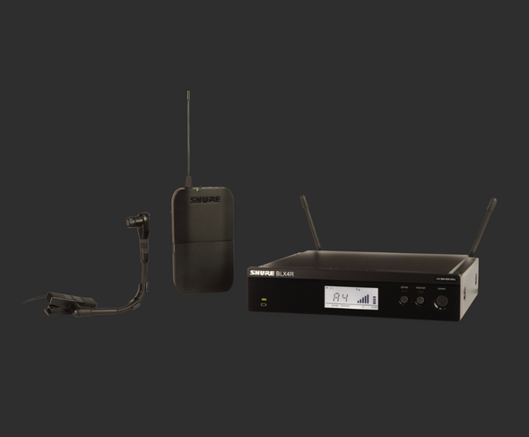 Shure BLX14R/B98-H10 BLX Series Single-Channel Rackmount Wireless Bodypack System with Clip-On Instrument Microphone H10 (542 - 572 MHz)