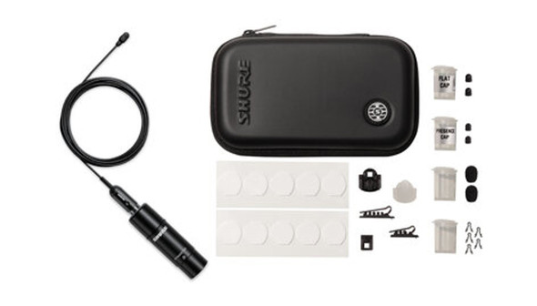 Shure TL47B/O-XLR-A TwinPlex Submini Omnidirectional Lavalier Microphone - Low Sensitivity, XLR Connector, Accessories - Black