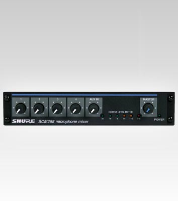 Shure SCM268 Four-Channel Transformer Balanced Microphone Mixer with Phantom Power, AC only, Half Rack Space, Single and Dual Mount