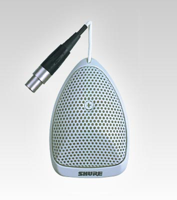 Shure MX391/O Omnidirectional - Miniature Black Condenser Boundary Microphone, 12' Attached Cable Detachable preamp with XLR