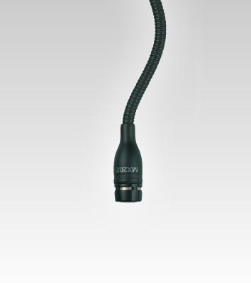 Shure MX202B/N Mini-Condenser Microphone with In-Line Preamp, 30' Cable, No Cartridge, Black