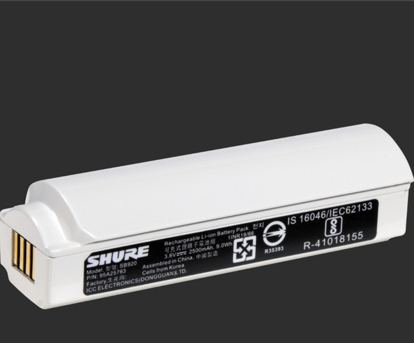 Shure SB920 Rechargeable Lithium-Ion Battery for ADX2 and ADX2/FD Transmitters