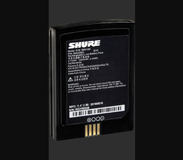 Shure SB910M Rechargeable Lithium-Ion Battery for ADX1M Transmitter