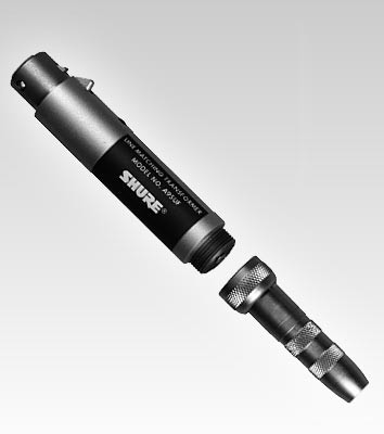 Shure A95UF Transformer, Low Z, Female XLR to High Z MC1M Connector with Mating 1/4" Phone Plug/Jack
