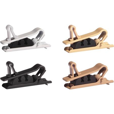 Shure RPM40TC/M Single Tie Clip for TwinPlex, 4-Pack, 1 Each of Black/Cocoa/Tan/White