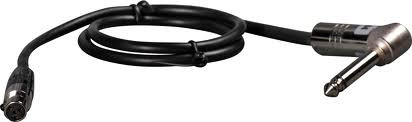 Shure WA304 2' Instrument Cable, 4-Pin Mini Connector (TA4F) with Right-Angle 1/4" Connector, used with ULX, UR1, SLX1, PGX1, PG1, T1, SC1,LX1, U1, UC1, and UT1 Bodypack Transmitters