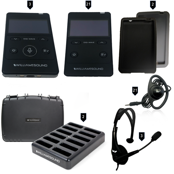 Williams AV DWS INT 4 400 RCH Digi-Wave 400 Rechargeable Interpretation System for up to 3 presenters and 21 listeners.