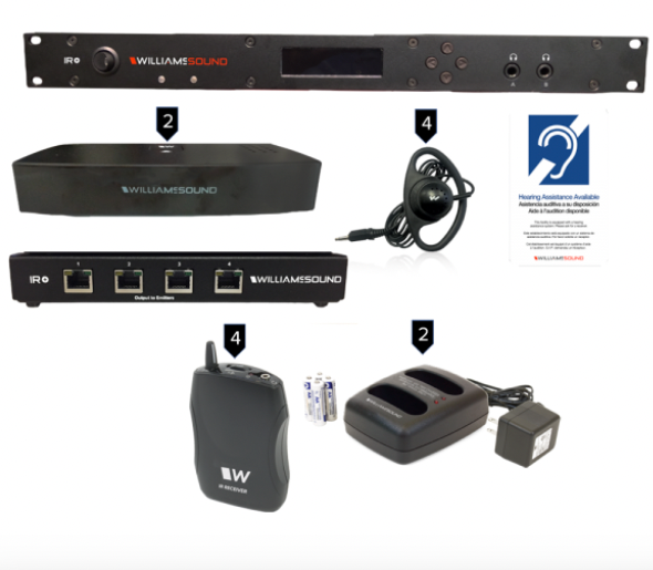 Williams AV IR SY21 D Large-area Dante Infrared System with Bodypack Receivers