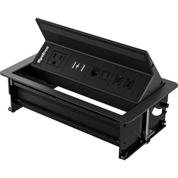 Wyrestorm IDB-400-NA Flip Up In-Desk Box with 2 HDMI USBC RJ45 USB Charging North Americ