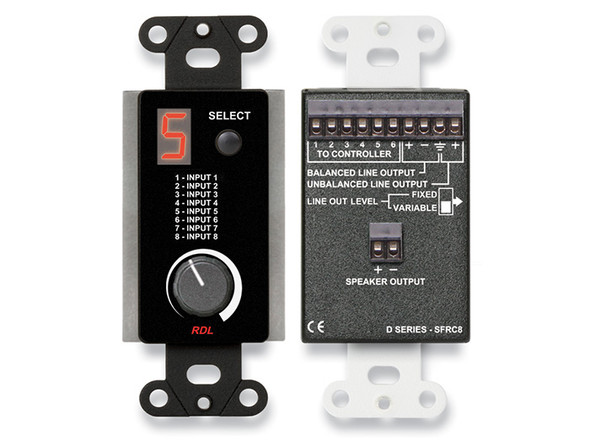 Radio Design Labs DB-SFRC8 Room Control Station for SourceFlex Distributed Audio System - Black