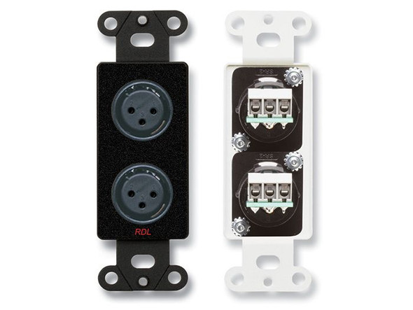 Radio Design Labs DB-XLR2FC Dual XLR 3-pin Female Jacks on D Plate - Solder type - Black (Custom Labeled)
