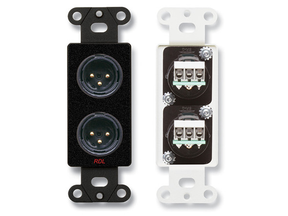 Radio Design Labs DB-XLR2M Dual XLR 3-pin Male Jacks on D Plate - Solder type - Black