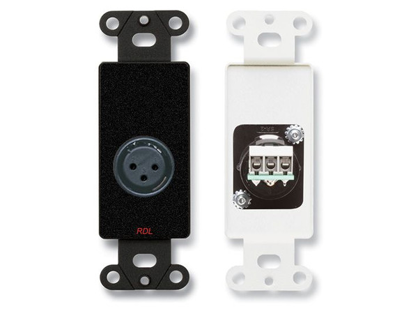Radio Design Labs DB-XLR3FC XLR 3-pin Female Jack on D Plate - Solder type - Black (Custom Labeled)