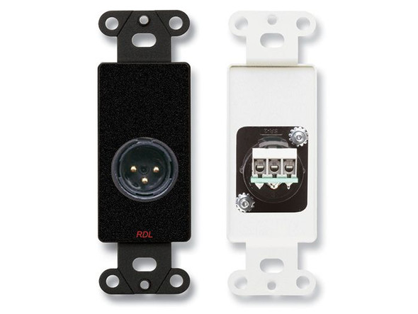 Radio Design Labs DB-XLR3MC XLR 3-pin Male Jack on D Plate - Solder type - Black (Custom Labeled)