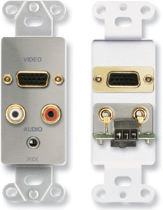 Radio Design Labs DS-AVM4 Audio/Video Decora Jack Panel - Stainless - DB15, Phono, Mini