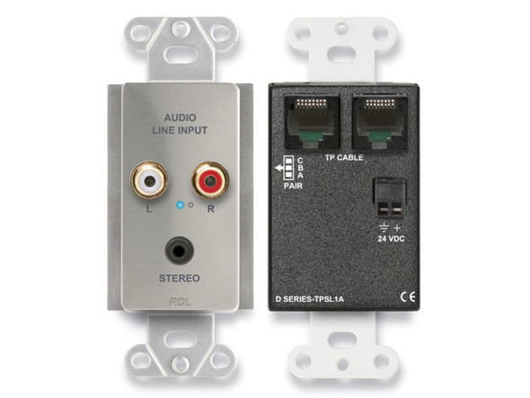 Radio Design Labs DS-TPSL1AC Active Single-Pair Sender, Twisted Pair Format-A, Mini-Jack and Stereo RCA In, Stainless (Custom Labeled)