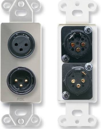 Radio Design Labs DS-XLR2 XLR 3-pin Female & 3-pin Male on D Plate - Solder type - Stainless Steel