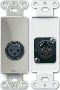 Radio Design Labs DS-XLR3F XLR 3-pin Female Jack on D Plate - Solder type - Stainless Steel