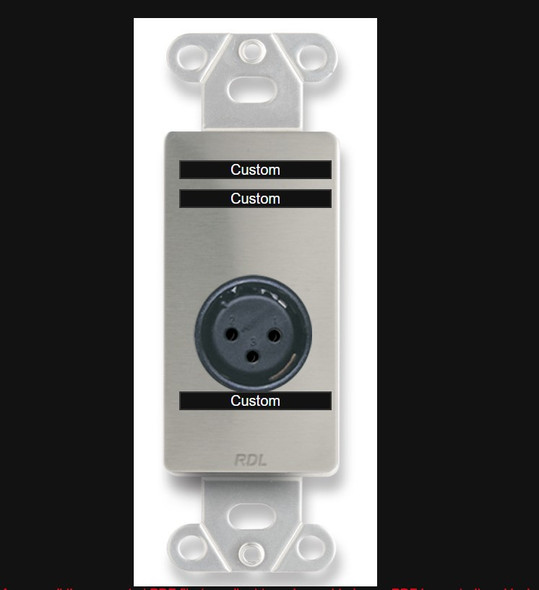 Radio Design Labs DS-XLR3FC XLR 3-pin Female Jack on D Plate - Solder type - Stainless Steel (Custom Labeled)